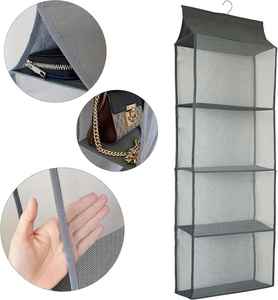 4-layer Fluoroscopy Multifunctional Storage Bag Stainless Steel Hanging Storage Bag Closet Organizer Gray - Product Image 3