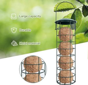 Station de mangeoires d'oiseaux vertes en fer pour l'extérieur Conception suspendue standard pour attirer les oiseaux sauvages Boules de suif gras Bols pour animaux de compagnie - Product Image 3