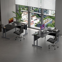 Bureau d'angle ergonomique en bois en forme de L moderne pour le télétravail, poste de travail informatique modulaire simple