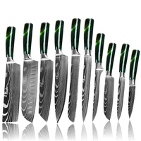 Ensemble de couteaux à éplucher, 10 pièces, manche de couleur en acier inoxydable, cuisine chef santoku, coupe-pain à désosser, utilitaire