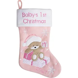 Baby's First Christmas stocking Wholesale Customized Embroider Baby Gift Christmas Stocking