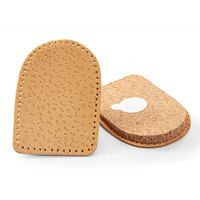 Semelle orthopédique de rehaussement du talon en cuir véritable et liège, auto-adhésive, absorption des chocs, design fin, pour tendinite d'Achille