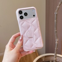 Casing Ponsel Dompet Kartu Berlapis Quilted Caviar Dengan Tali Selempang Pelindung Untuk IPhone 18 17 16 Pro Max 15 14 13
