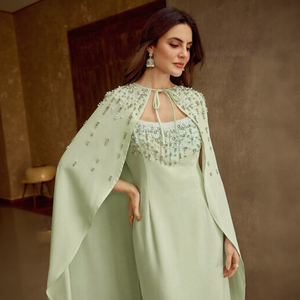 Robe longue plissée sans manches <span class=keywords><strong>vert</strong></span> menthe pour femme, col montant, taille empire, unie, décontractée, pour soirée, invitée de mariage ou fête - Product Image 6