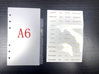 Vente en gros, autocollant diviseur transparent noir or ROSE, A5 A6 A7