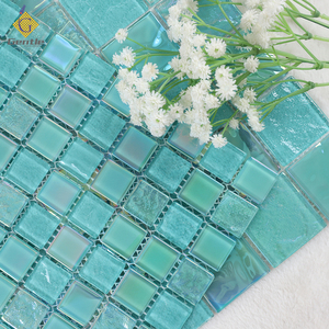Tường trang trí màu xanh lá cây đầy màu sắc thủy tinh Gạch Mosaic 25x25 mét cầu vồng khảm cho hồ bơi - Product Image 1