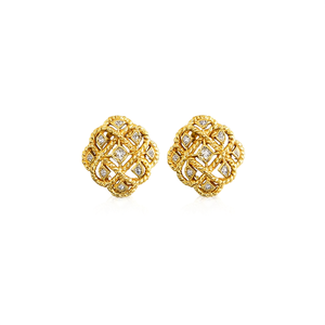 Orecchini a Perno E3240 in Oro Massiccio 18K con Diamante Taglio Principessa, Design Geometrico Classico per Uso Quotidiano Femminile - Product Image 1