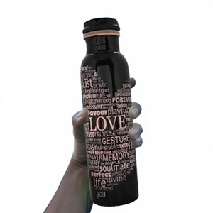 Botella de Agua Metálica con Diseño Artístico 'Love', Portátil, Novedosa, para Viajes, Ecológica, Multiusos, para el Hogar, con Tapas y Posavasos - Product Image 1