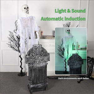 Accesorios decorativos de Halloween para casa de terror: Fantasma de lápida con inducción, secreto de la cámara de la casa embrujada y <span class=keywords><strong>esqueleto</strong></span> vocal - Product Image 4
