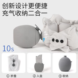 Almohada inflable en forma de U para el cuello, 28x26x14cm, almohada portátil de soporte cervical para viajes, para adultos, poliéster de Color sólido - Product Image 3