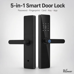 Cerradura Inteligente 5 en 1 Glomarket con Huella Dactilar, Teclado, Tarjeta, Llave y Desbloqueo por Aplicación WiFi Tuya TTLock, 9 Idiomas, Compatible con 5050 4585 EU 7255 CE - Product Image 1