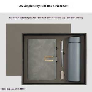 Promotion Corporate Office Gift Set Custom Logo Handmade Embossed Modern Bottle Gift Set Custom Journal with Pen and USB - Product Image 6