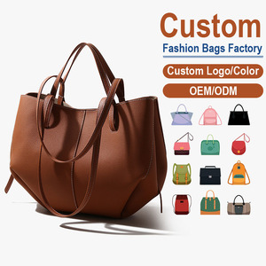 Custom <b>Top</b>-Grain Leather Shoulder Bag with Pouch OEM/ODM Genuine Cowhide Tote with Detachable Sub-bag - Product Image 1
