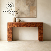 Table d'entrée contemporaine en bois massif brun, design moderne de haute qualité pour salon, villa, couloir ou porche