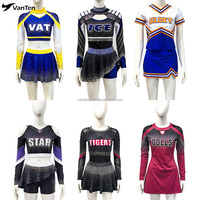 Uniforme de cheerleading pour filles avec broderie de strass AB, logo personnalisé, haut court et jupe, tenue de danse, survêtement Allstar