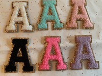 Patch en chenille multicolore lettre A, patch alphabet initial unique en paillettes dorées, appliqué pour personnaliser le nom sur sweat-shirt, veste, chapeau, pour enfants