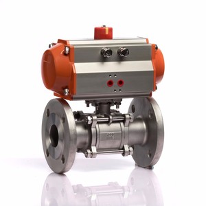 304, 316 brida neumático accionado válvula de bola de acero inoxidable - Product Image 1