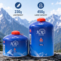 Kaleng Gas Butana Ukuran Kompak untuk Berkemah 230g 450g Tahan Guncangan Kaleng Gas Alpine untuk Piknik dan Barbekyu di Luar Ruangan