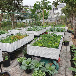 Bac de culture rectangulaire surélevé en plastique avec système d'auto-arrosage et trous de drainage pour herbes, légumes, fleurs – Fournitures de jardinage - Product Image 4