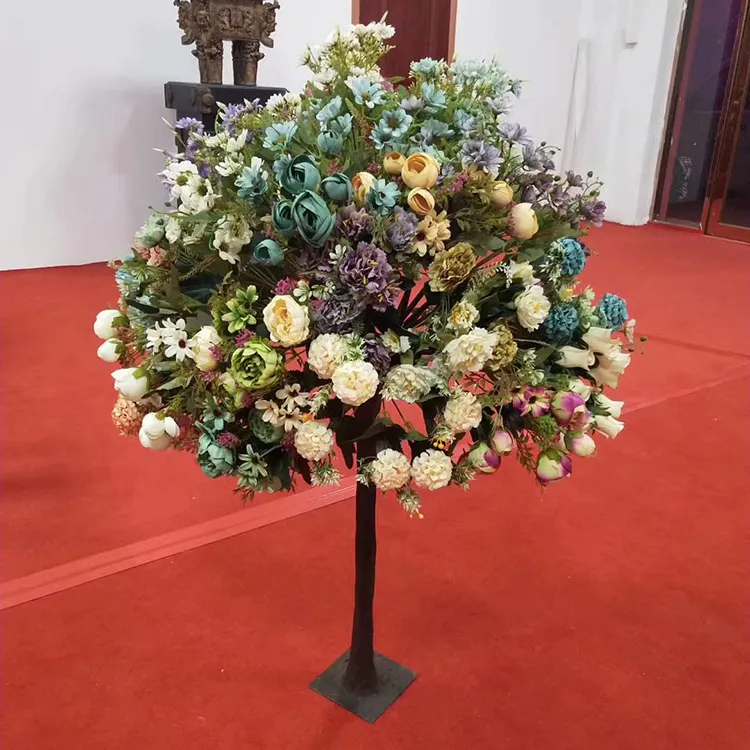 Ourwarm — arbre à fleurs en soie artificielle V539, décoration de mariage, pièce centrale, simulation de plante, grand arbre à fleurs en plastique, rouge et jaune
