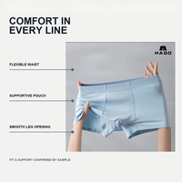 HAGO Boxer Homme Personnalisé Respirant Taille Mi-Haute Imprimé Design Épuré Extensible Ceinture Souple Vente en Gros