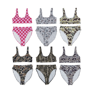 NO MOQ Adult 6 Print Woman Summer 2-Piece Swim Brief Swimsuits Washed Camouflage Matching High Quality Wholesale - Product Image 1