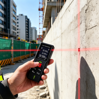 Télémètre laser portable numérique avec niveau à bulle double et commutateur d'unité pour la mesure intérieure et l'ingénierie