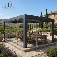 Pergola extérieure moderne imperméable avec structure thermolaquée, design coupe-vent et robuste pour villa, maison et extérieur