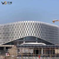Panneau de mur-rideau en aluminium de forme personnalisée, façade ondulée en arc, revêtement en aluminium pour l'extérieur des bâtiments commerciaux