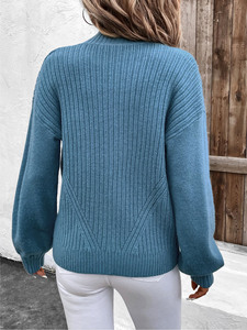 <span class=keywords><strong>Cardigan</strong></span> zippé pour femme, style coréen, automne 2026, décontracté, col montant, couleur unie, en acrylique/nylon - Product Image 4
