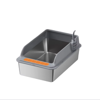 Bac à litière pour chat extra-large en acier inoxydable 20L avec tapis filtrant, semi-fermé, côtés hauts, anti-éclaboussures, facile à nettoyer