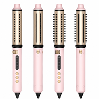 Cepillo de Aire Caliente 2 en 1 OEM ODM, Plancha y Rizador de Pelo, Fabricante, Logotipo Personalizado, Herramienta de Peinado Iónica Rosa