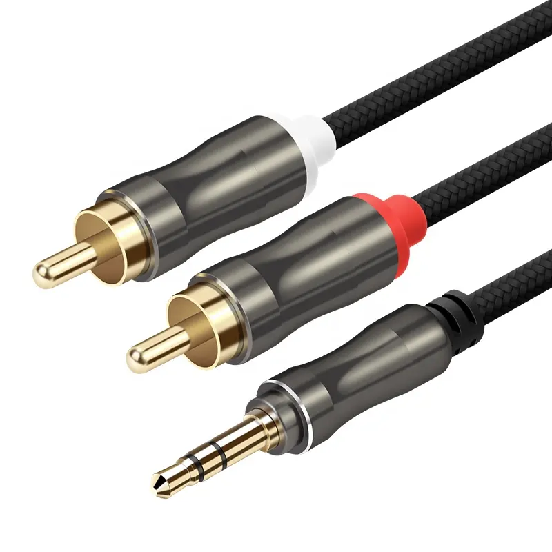 OEM Single Subwoofer Cable 3.5mm zu 2 RCA Audio Cable With Gold Plated Connector 6ft/1.8M