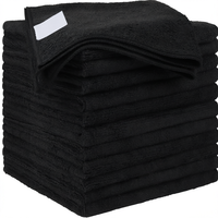HOMEXCEL Lot de 12 chiffons en microfibre noirs réutilisables, sans peluches, lavables, carrés 32x32cm pour le nettoyage de la cuisine, de la maison, de la voiture et des fenêtres