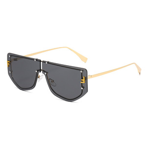 F Brand Fashionable <b>Oversized</b> Metal <b>Sunglasses</b> UV400 Protection Unisex Style - Product Image 5