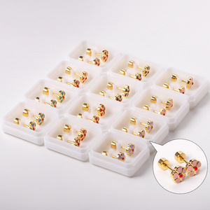 แฟชั่นต่างหูรูปดอกไม้สีสันสดใสสแตนเลสสตีลต่างหูสำหรับผู้หญิงชุดเครื่องประดับ EA61321MS - Product Image 2