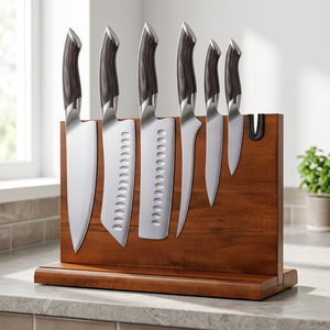 7-Piece Stainless Steel <b>Knife</b> <b>Set</b> Resin Polished Blade Damascus Finish <b>Sharp</b> Straight Edge Ambidextrous Design Sustainable - Product Image 3