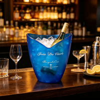 Seau à glace en plastique épaissi 4L, seau à champagne pour une bouteille, seau à vin durable pour bar, fête, mariage