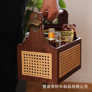 Cesta de almacenamiento de madera, caja de madera maciza, cesta de estilo chino, cesta de frutas de ratán retro, cesta portátil para aperitivos para el hogar - Product Image 2