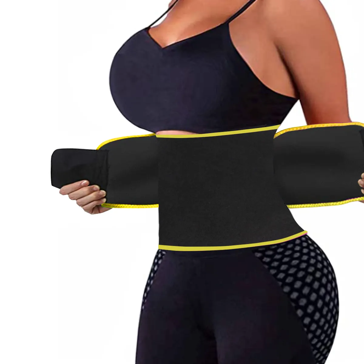 Популярная повязка на талию для фитнеса UPOWEX с логотипом черного/желтого цвета, пояс-триммер для талии, повязка на живот, вес пояса, 2022
