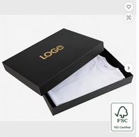 Boîte cadeau rigide noire de luxe personnalisée en gros avec couvercle pour vêtements, t-shirts, sous-vêtements, chaussettes, emballages en papier
