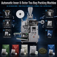 Machine d'emballage automatique de sachets de thé avec étiquette à cordon, enveloppe intérieure et extérieure, 20-40 sachets/min, pour thé noir, vert et infusions, certifiée CE