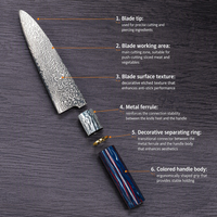 Couteau de chef à découper en acier Damas de style britannique, 21 cm, poli à la main, traité thermiquement, qualité professionnelle, ambidextre, pour l'exportation