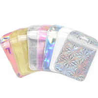 Sacs à fermeture éclair auto-adhésifs à paillettes laser, emballage coloré en PET pour boucles d'oreilles, accessoires pour cheveux, maquillage et cadeaux