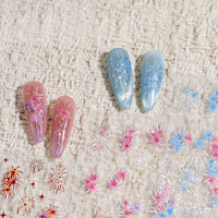 Nouveaux autocollants pour ongles 2026, motifs feux d'artifice colorés (rouge, rose, bleu), breloques décoratives pour manucure