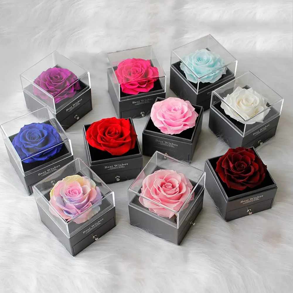 Neues Design Muttertag Geschenkset Ideen Schmucks cha tulle Dekoration Blumen konservierte Schachteln für Blumen für Muttertag