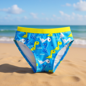 Slip per bambini Buonic con stampa di dinosauri, fascia in vita blu e gialla, taglie da 6/12 a 30/36 per biancheria intima da ragazzo - Product Image 2