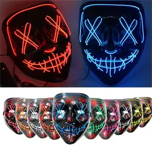 Desain kustom topeng V LED Halloween untuk topeng Vendetta pria anonim 10 warna masker Hacker menyala