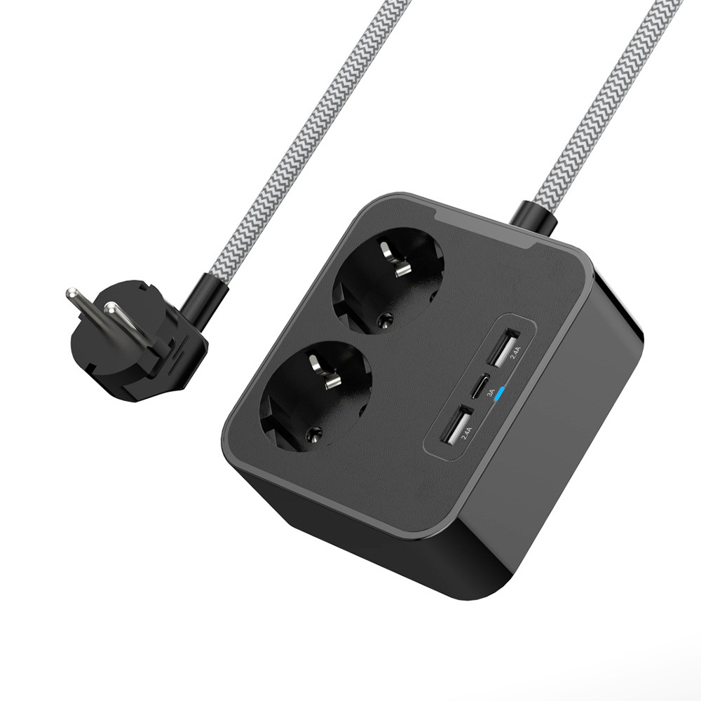 Портативный немецкий удлинитель питания, 2 розетки USB TYPE C, универсальный EU дорожный удлинитель