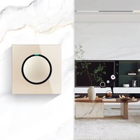 Interrupteur mural UBARO en or, panneau en PC ignifuge, borne en laiton, indicateur LED bleu, bouton poussoir, interrupteur lumineux, taille standard